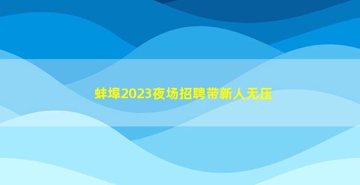 蚌埠2023夜场招聘带新人无压